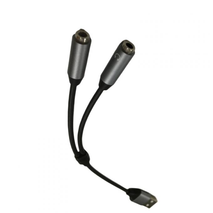 OEM Elektronisch Draad Harness Een USB tot Twee 3.5mm Koptelefoon Jack Adapter 1